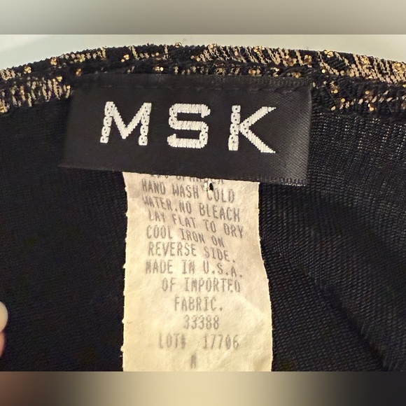 Vintage MSK gold and black faux wrap shimmer V neck dressy occasion shirt medium - Picture 8 of 10